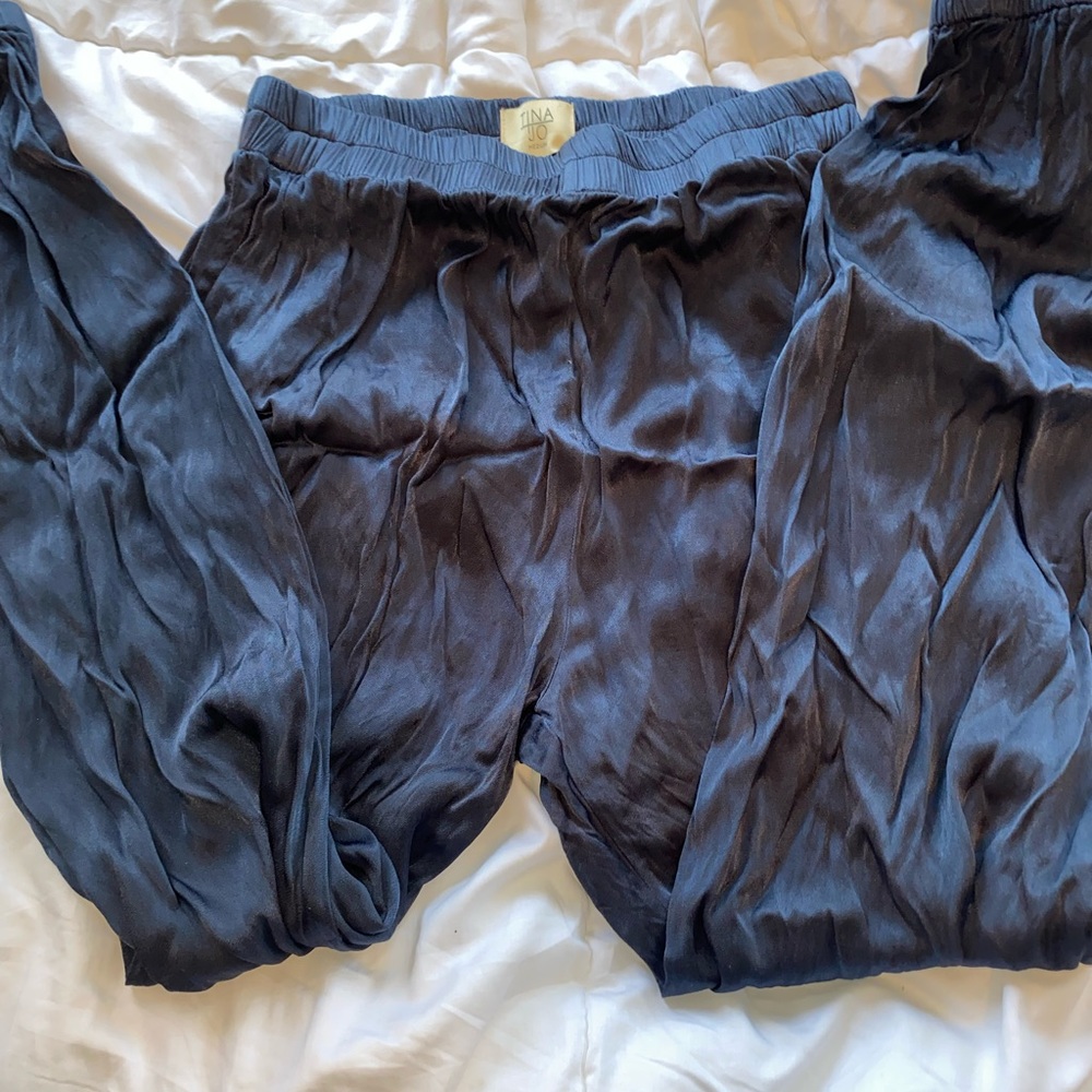 Satin Navy Joggers